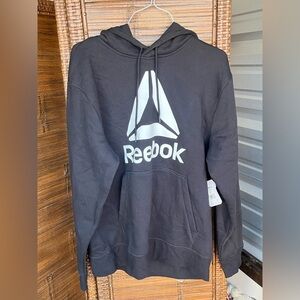Reebok Men's L Black Hoodie Sweatshirt Front Pocket Drawstring